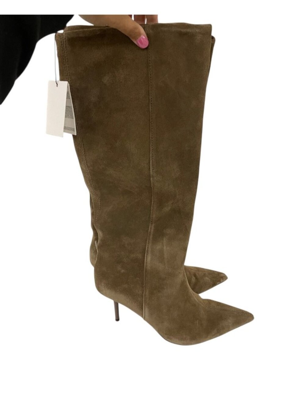 Zara Split Leather Stiletto Heel Boots EU 40 US 9 Taupe Gray 2004/610 NWOB - Picture 2 of 10